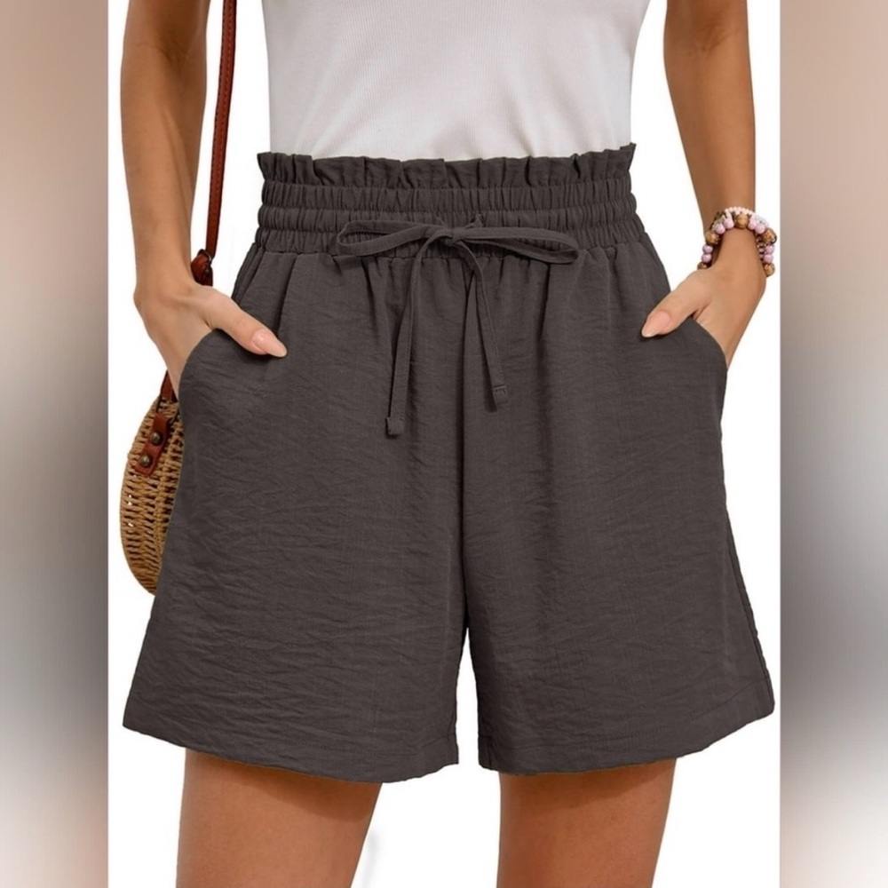 Chiclily High Waist Paperbag Shorts with Drawstring - size Large -NWT